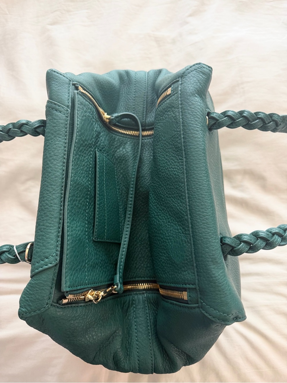 Tory Burch Green Half Moon Leather Satchel Large Bag Brand New NWT - Picture 10 of 13